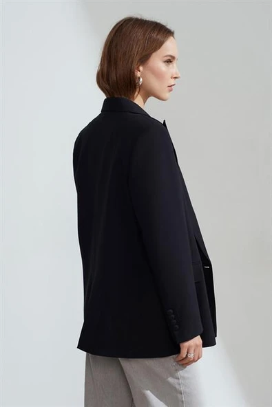 Kruvaze Blazer Ceket-Siyah 60784-2Y6 - Resim 3