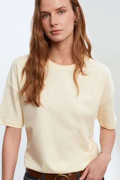 Basic T-Shirt-Açık Sarı 3683-2Y6 - Resim 3