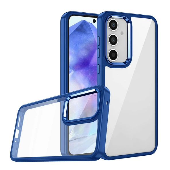 Galaxy A55 Kılıf Akrilik Kaplama Şeffaf Renkli Lens Koruma Çerçeveli Moda Luxury Kapak ürün görseli 1