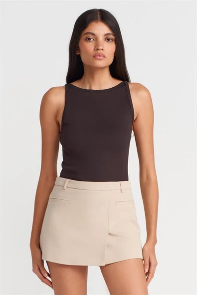 Halter Yaka Top-Koyu Kahve 21048-2Y6 ürün görseli 1