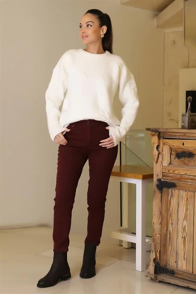 53500-2K6 AYHAN PANTOLON-BORDO - Resim 4