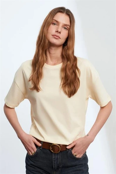 Basic T-Shirt-Açık Sarı 3683-2Y6 ürün görseli 1
