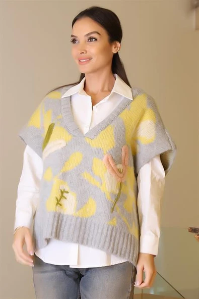 T93733-2K6 ROBİN GÖMLEK SÜVETER-GRİ SARI - Resim 3
