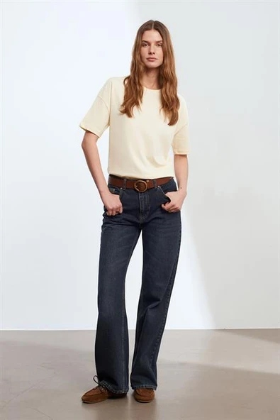 Basic T-Shirt-Açık Sarı 3683-2Y6 - Resim 2