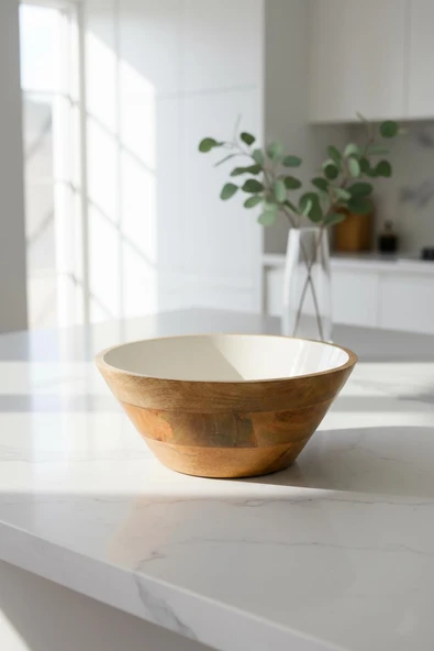 Mango Agacı Sunum Servis Kasesi & Dekoratif Kase 25 Cm Krem-1 ürün görseli 1