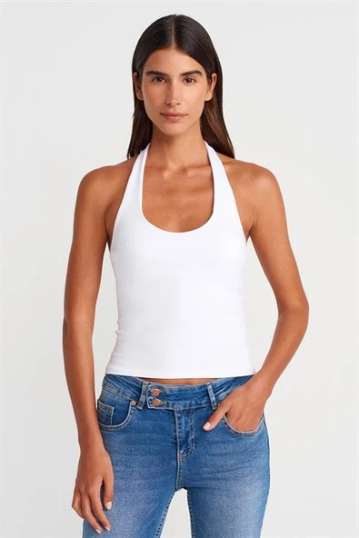 Halter Yaka Top-Beyaz 21052-2Y6 ürün görseli 1