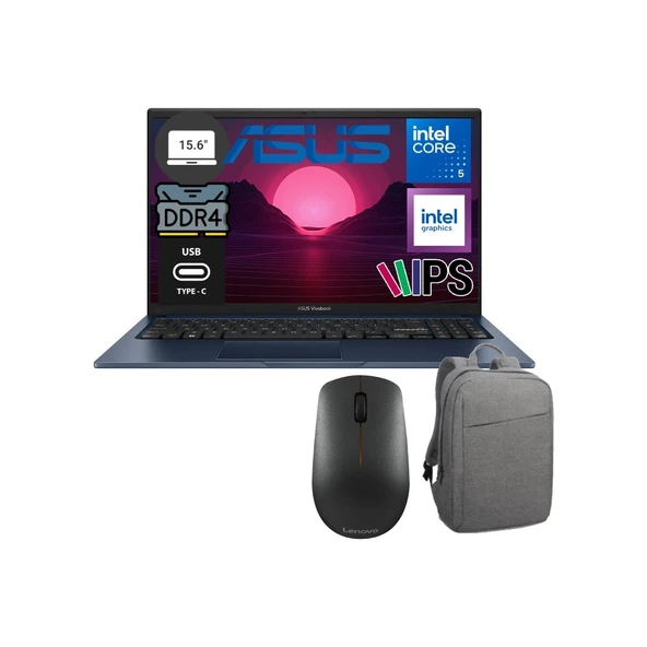 Vivobook 15 X1504VA-BQ4101SM Intel Core 5 120U 8gb 512GB Windows 11 Pro 15.6" Taşınabilir Bilgisayar + Shopimode Çanta & Mouse ürün görseli 1