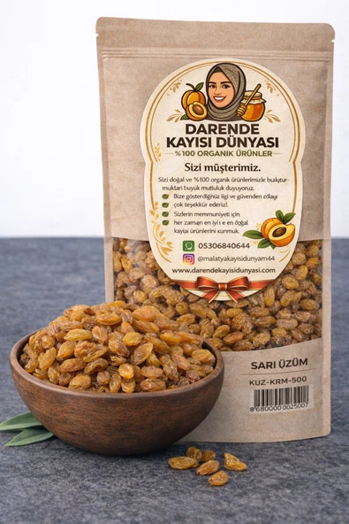 Darende Kayısı Dünyası Sarı Üzüm Jumbo Boy Doğal (500 Gr) ürün görseli 1