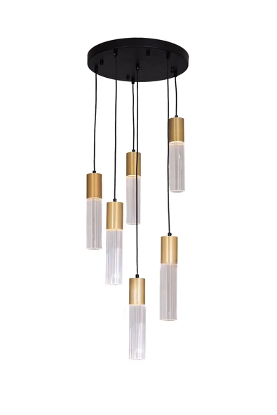 AVONNI AV-60465-6ET Siyah Kaplama Modern Avize GU10 Metal Cam 40cm ürün görseli 1