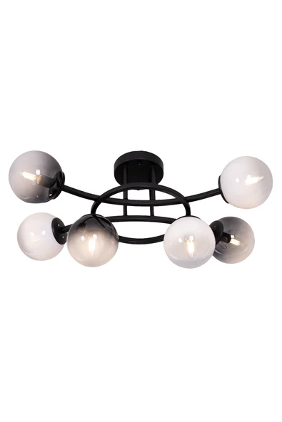AVONNI AR-60453-6BSY Siyah Kaplama Modern Avize E14 Metal Cam 60cm ürün görseli 1