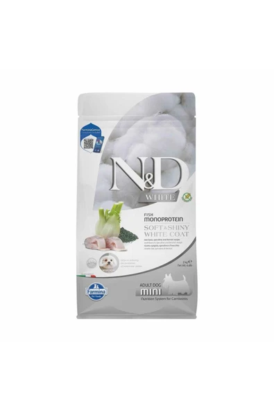 ND White Mono Protein Balıklı Beyaz Renkli Küçük Irk Yetişkin Köpek Maması 2kg ürün görseli 1