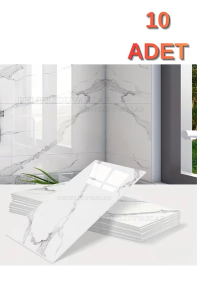 10 Adet 30X60 cm  Yapışkanlı Mermer Desenli Köpük banyo,tezgah arası Duvar Paneli Kağıdı CF-1035 ürün görseli 1