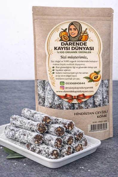 Darende Kayısı Dünyası Hindistan Cevizi Kaplı Köme – Geleneksel Lezzet (500 Gr) ürün görseli 1