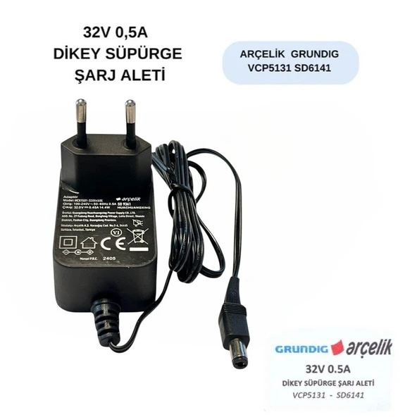 Arçelik Grundig VCP5131 - SD6140  32Volt 0.5A Dikey Süpürge Şarj Adaptörü ürün görseli 1