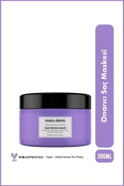 Maru.Derm Saç Maskesi | Saç Onarıcı Saç Maskesi 300 ml | Yıpranmış Zayıf Saçlar | Vegan ürün görseli 1