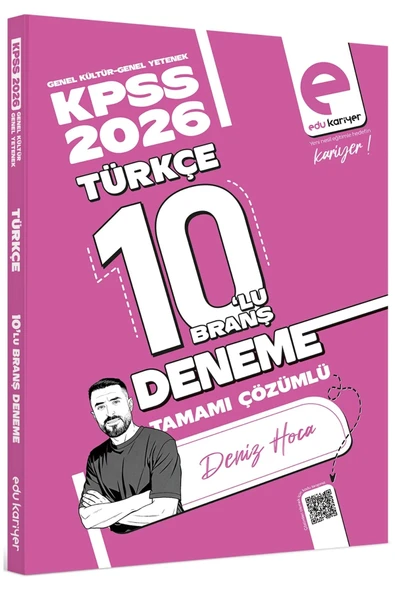 Edu Kariyer Deniz Hoca 2026 KPSS Türkçe 10'lu Branş Deneme Tamamı Çözümlü ürün görseli 1