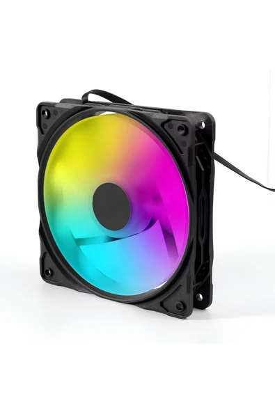 BUBALUS B-120B Siyah 12cm Kasa İçi Uyumlu Rainbow Işıklı Fan ürün görseli 1