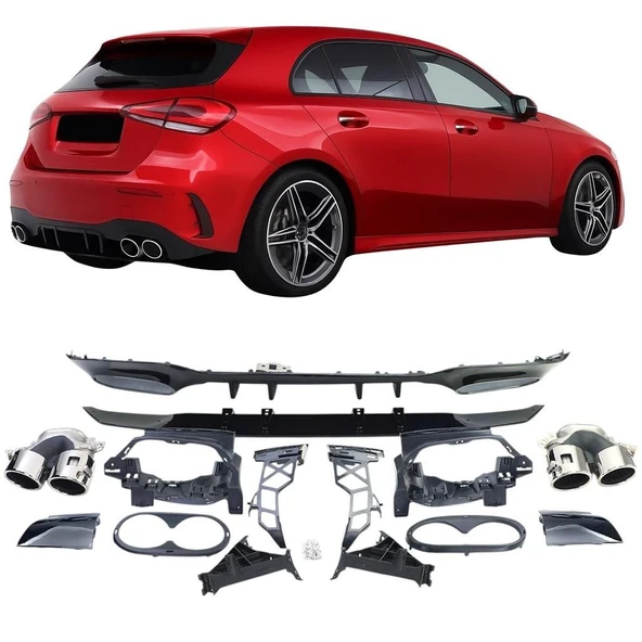 Mercedes A Serisi W177 Hb A35 Amg Arka Difüzör 2019-2023 Arası uyumlu Çift Çıkışlı ürün görseli 1