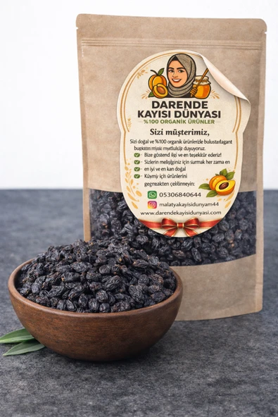 Darende Kayısı Dünyası Karaman Üzümü Siyah Çekirdekli – Doğal Kurutulmuş Kuru Üzüm (500 Gr) ürün görseli 1