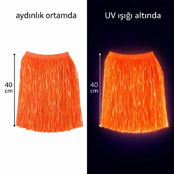 Neon Turuncu Hawaii Parti Eteği 40 cm ürün görseli 1