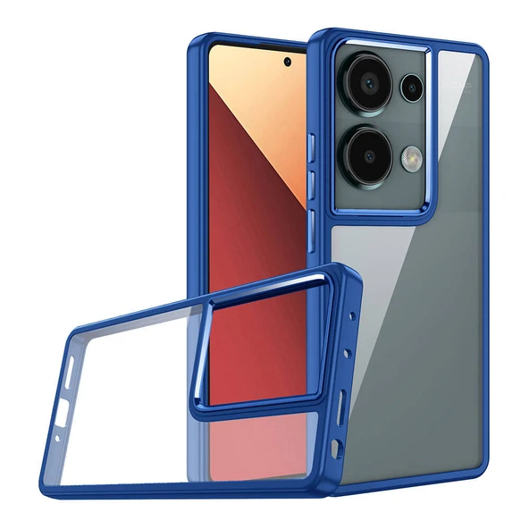 Xiaomi Redmi Note 13 Pro 4G Kılıf Akrilik Kaplama Şeffaf Renkli Lens Koruma Çerçeveli Moda Luxury Kapak ürün görseli 1