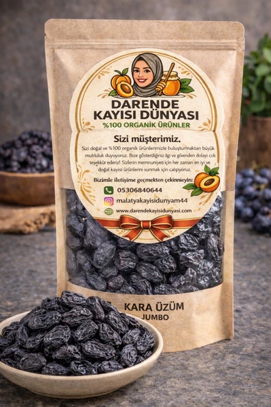 Darende Kayısı Dünyası Jumbo Kara Üzüm (1 KG) – Doğal, Katkısız Kuru Üzüm ürün görseli 1