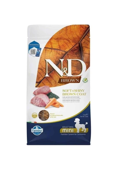 N&D Brown Kuzu Etli Spirulina ve Havuçlu Küçük Irk Yetişkin Köpek Maması 2 Kg ürün görseli 1