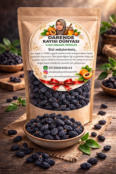 Darende Kayısı Dünyası Özbek Çekirdeksiz Kara Üzüm (1 KG) – Jumbo Boy, Doğal, Katkısız ürün görseli 1