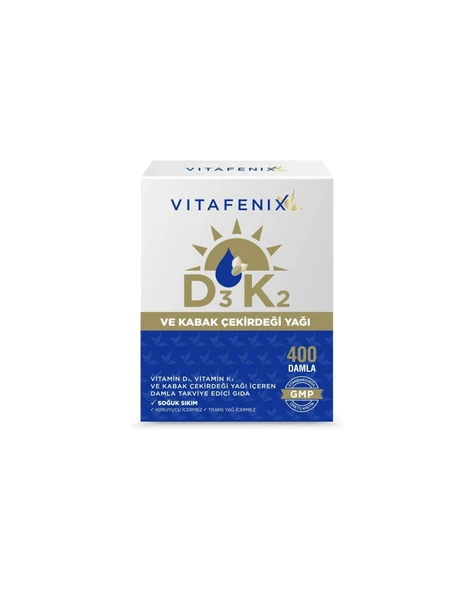 Vitafenix D3K2 ve Kabak Çekirdeği Yağı 400 Damla 20 Ml ürün görseli 1