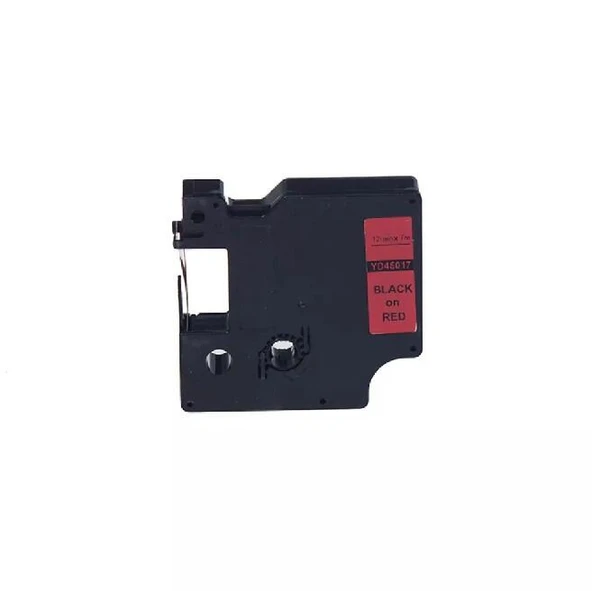 Dymo 45017 Kırmızı Üzerine Siyah 12mm x 7m Muadil Etiket ürün görseli 1