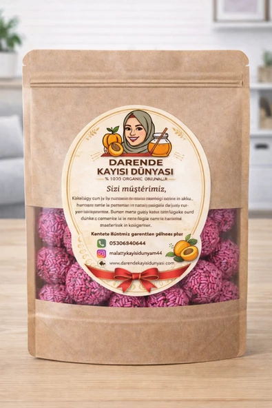Darende Kayısı Dünyası Pembe Çikolata Kaplı Truf Topları (500 Gr) ürün görseli 1