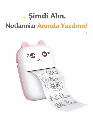 Mini Cep Tipi Termal Yazıcı Taşınabilir Fotoğraf ve Not Yazıcı Mürekkepsiz Teknoloji ürün görseli 1