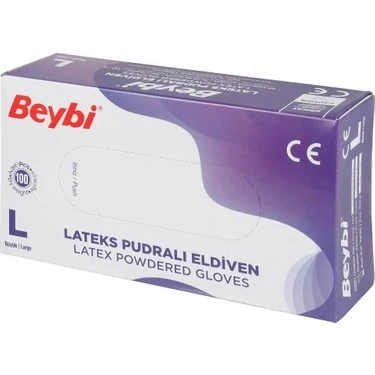 BEYBİ LATEX PUDRALI MUAYENE ELDİVENİ LARGE 100 LÜ ürün görseli 1