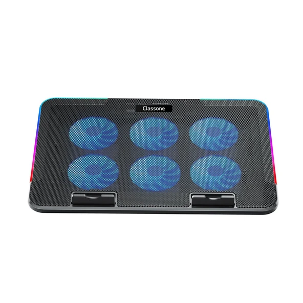 Classone Gaming M60 Laptop Soğutucu , Notebook Stand,10 RGB ışık kontrolü, 15.6 -17 inch , Hız kontrolü , 6 Büyük fan ,Telefon standı, 2 USB ürün görseli 1