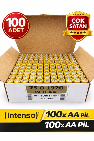 Intenso LR6 Energy Ultra 1.5V 1250 mAh 10’lu x 10 Adet Alkalin AA Kalem Pil Toplam 100 adet ürün görseli 1