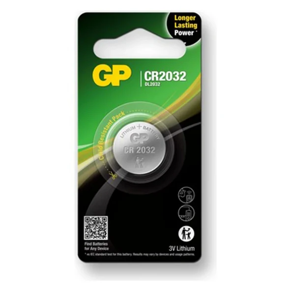 GP CR2032-U1 3V Lityum Düğme Pil Tekli Paket ürün görseli 1