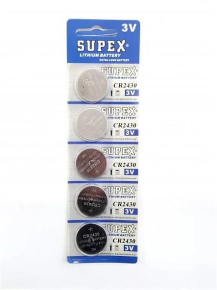 Supex CR2430-C5 3V Lityum Düğme Pil 5'li Paket ürün görseli 1