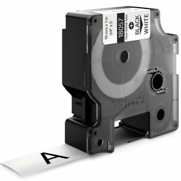 DYMO RhinoPRO 18057 Beyaz üzerine Siyah Isıyla Küçülen Muadil Şerit 19 mm x 1,5 mt ürün görseli 1