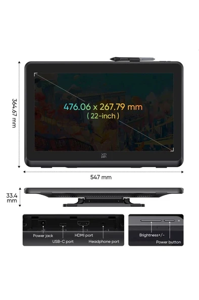 XP-Pen Artist 22 Plus Grafik Ekran Tablet Drawing Display - Resim 4