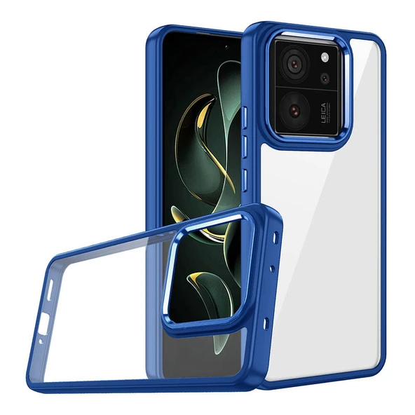 Xiaomi Mi 13T Kılıf Akrilik Kaplama Şeffaf Renkli Lens Koruma Çerçeveli Moda Luxury Kapak ürün görseli 1