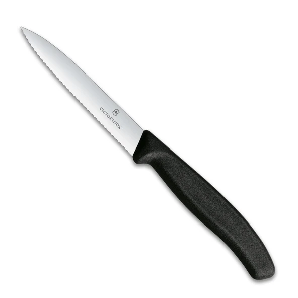 Victorinox 6.7733 Swiss Classic 10 cm Tırtıklı Soyma Bıçağı - Siyah ürün görseli 1