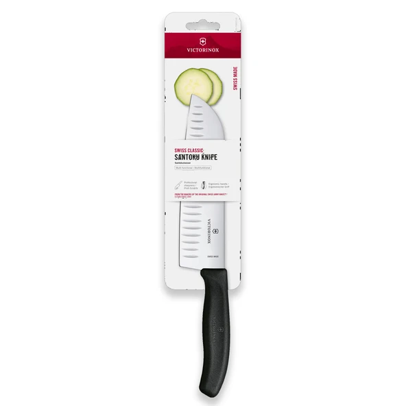 Victorinox 6.8523.17B Swiss Classic 17 cm Santoku Bıçağı Blisterli Paket - Siyah ürün görseli 1