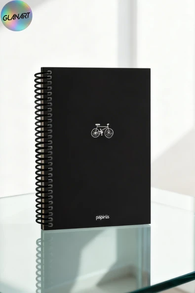 spiralli 100 yaprak çizgili orta boy sert kapak defter kraft kağıt 16x23 cm dışı siyah ürün görseli 1