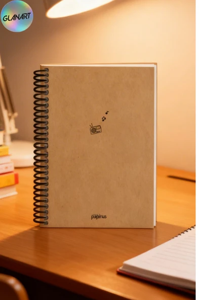 spiralli 100 yaprak çizgili orta boy sert kapak defter kraft kağıt 16x23 cm ürün görseli 1