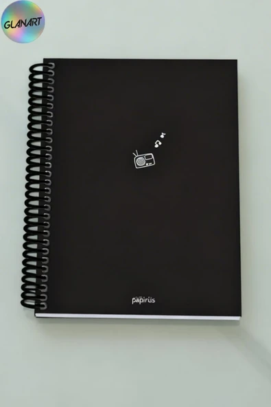 spiralli 100 yaprak kareli orta boy sert kapak defter kraft kağıt 16x23 cm dışı siyah ürün görseli 1