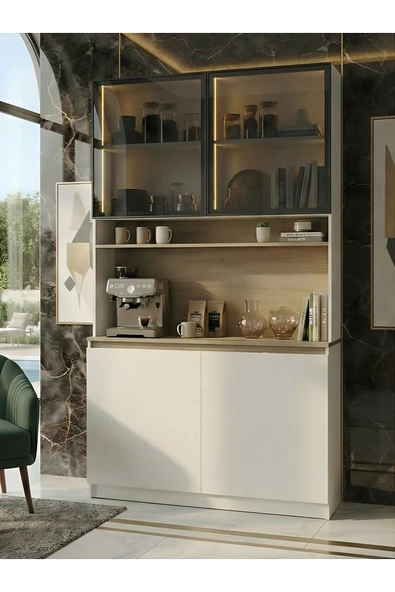 Free Home Premium MDF Ürün Flora Kahve Köşesi Mutfak Kiler Dolabı Çok Amaçlı Dolap Kahve İstasyonu ürün görseli 1