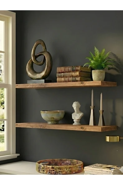 Free Home Premium MDF ürün 2'li Set 50x15 cm Gizli Montaj Modern Kitaplık Mutfak Banyo Salon Rafı ürün görseli 1