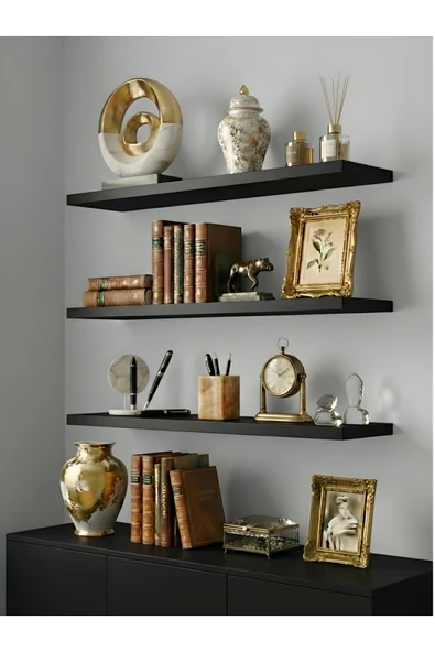 Free Home Premium MDF Ürün Duvar Rafı 3'lü Set 60x15 cm Uçan Raf Modern Kitaplık Mutfak Banyo Rafı ürün görseli 1