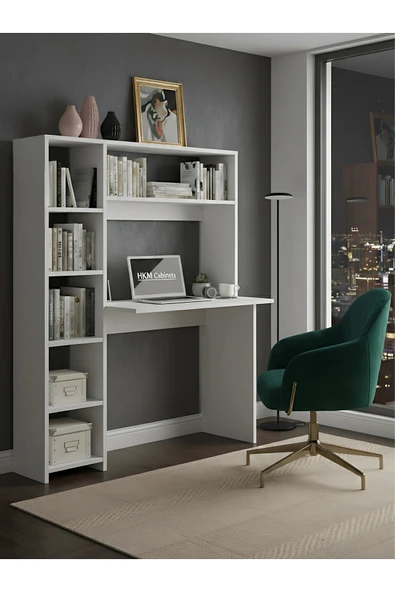 Free Home Premium MDF Ürün Modern Kitaplıklı Çalışma Masası | Raflı Öğrenci ve Home Ofis Bilgisayar Masası ürün görseli 1