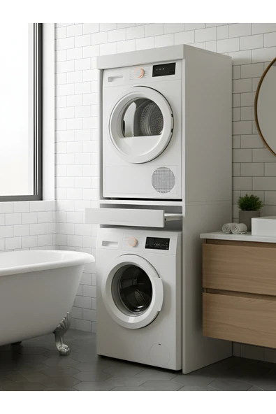 Free Home Premium MDF Ürün Lavenderia Plus Banyo Makine Dolabı Kurutma Makinesi Titreşim Önleyici 200x65x65 ürün görseli 1